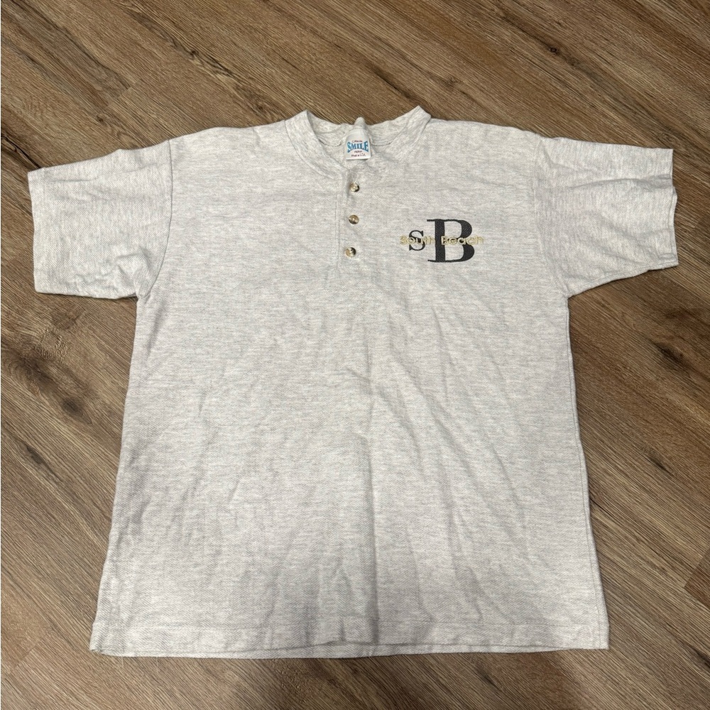 Vintage 90’s Gray South Beach Short Sleeve Henley Tee